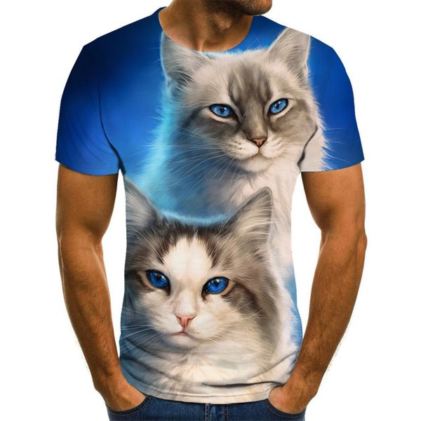 

cute cat pattern summer 3d animal print 3d print shirts horror hippie hippie men clothing