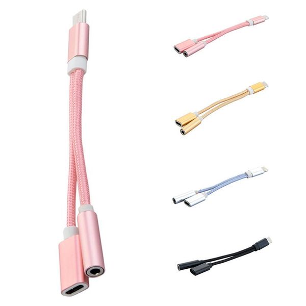 

cgjxs2 in 1 usb type c to 3 .5mm aux audio cable usb -c 3 .5 mm jack earphone adapter headset charging cable