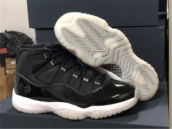 

new air authentic 11 high 25th anniversary basketball shoes men women 72-10 black clear-white-metallic silver sports sneakers with box