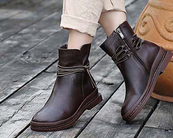 

мода кожи звезды женской обуви женщина кожа короткой осень зима лодыжка мода бренд ботинки женщины 03 p63, Black