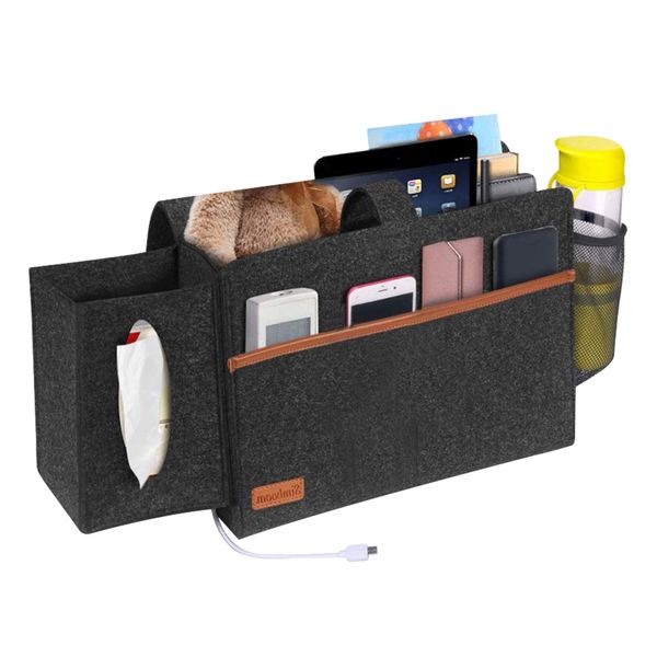 

bed organizer with tissue box for phone felt hanging storage bag bedside bunk