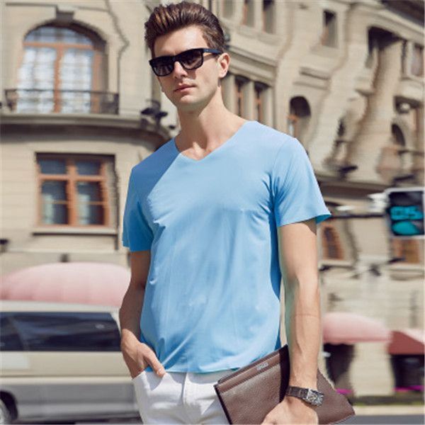 

v-neck ice silk seamless men's short-sleeved quick-drying sports thin high-quality m-4xl kg-5, White;black