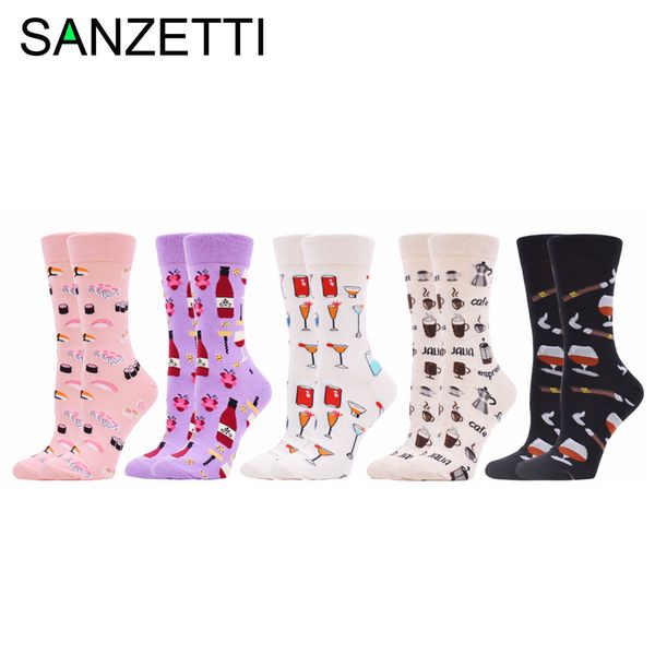 

sanzetti women's socks happy garden fruit double fight design colorful fresh harajuku starry sky oil painting novel wedding sock, Black;white