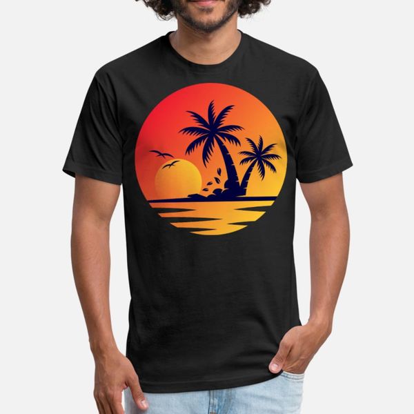 

sunset , beach, palm trees, vacation t shirt men print tee shirt o neck formal gift funny summer style vintage shirt