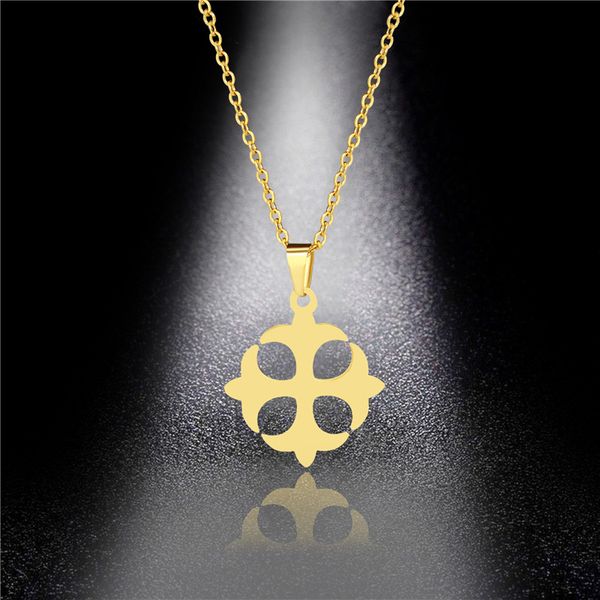 

fashion jewelry men and women personality stainless steel necklace creative four-leaf clover pendants gifts wholesale, Silver
