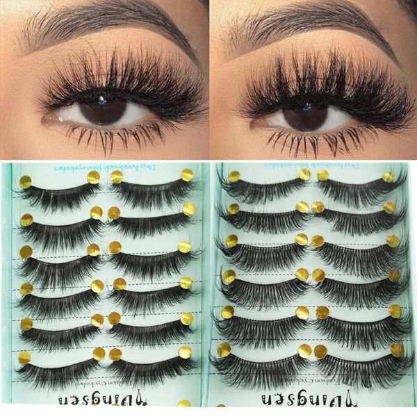 

10pairs natural false eyelashes fake lashes long makeup lashes eyelash mink 3d eyelashes extension mink b3f4