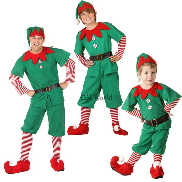 

mens boys children kids christmas costumes suit xmas gift elf pants uniform parent-child outfit cosplay costumes full set, White