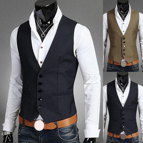 

2020 new dress vests for men slims fit mens suit vest male waistcoat gilet homme casual sleeveless formal business jacket vests, Black;white