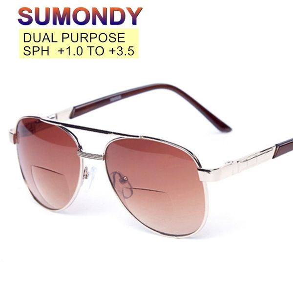 

sumondy dual-purpose reading glasses men women bifocal sunglasses dioptre +1.0 to +3.5 alloy frame presbyopic spectacles ur43, White;black