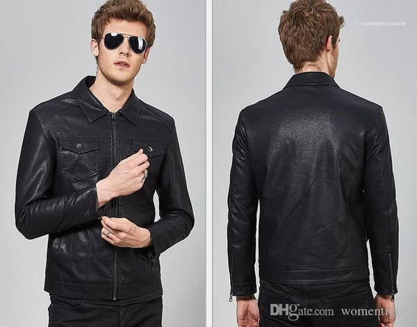 

autumn spring hombres jacket coats clothes mens black pu leather long sleeve lapel neck jackets, Black;brown