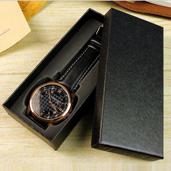

new rectangle cardboard watch case black watch storage case brand gift package box travel protect for men and women, Black;blue