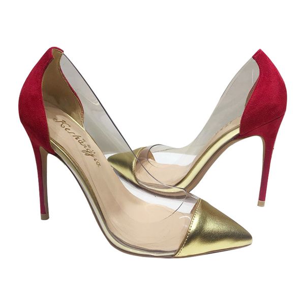 

2020 new transparent color matching high heels women's stiletto shallow pointy shoes 10cm luxury women wedding shoes, Black