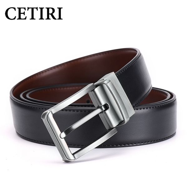 

cetiri waist belt with solid leather buckle casual rotated for men reversible belt suitable adjustable, Black;brown
