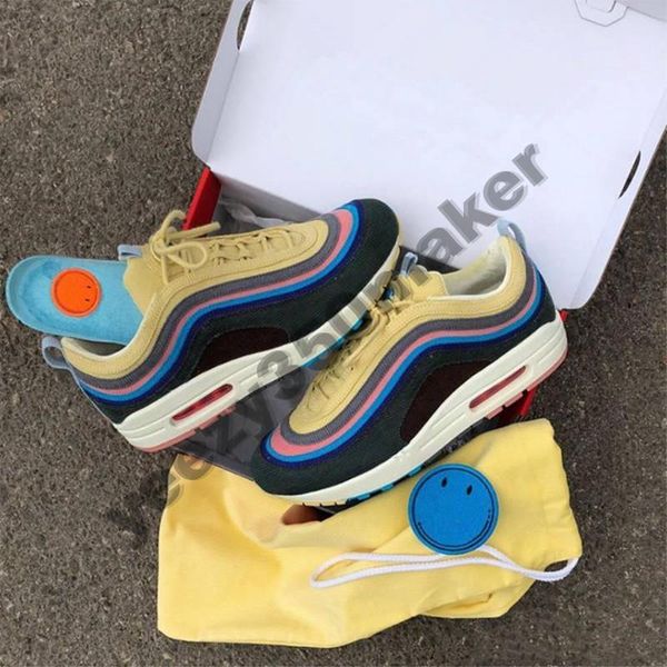 

2019 fashion new sean wotherspoon men running shoes corduroy women vivid sulfur multi yellow blue hybrid sports sneakers 36-45