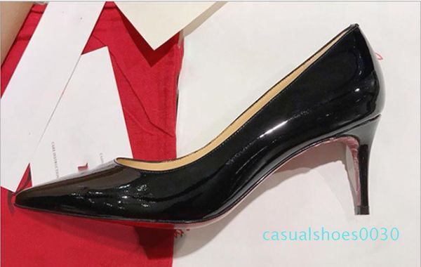 

brand red bottom women casual shoes high heels 2.5cm 8cm 10cm black leather pointed toe pumps fashion women wedding party dress shoes c30