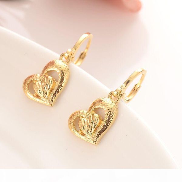 

f 14k yellow gold gf engravable stacked two love hearts necklace matching earring pendant set, Silver