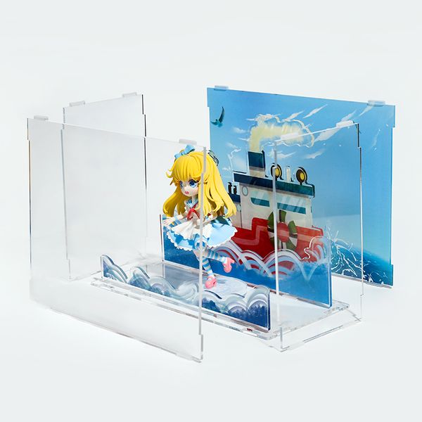 

vograce wholesale clear transparent rectangular acrylic display standee show box, Silver