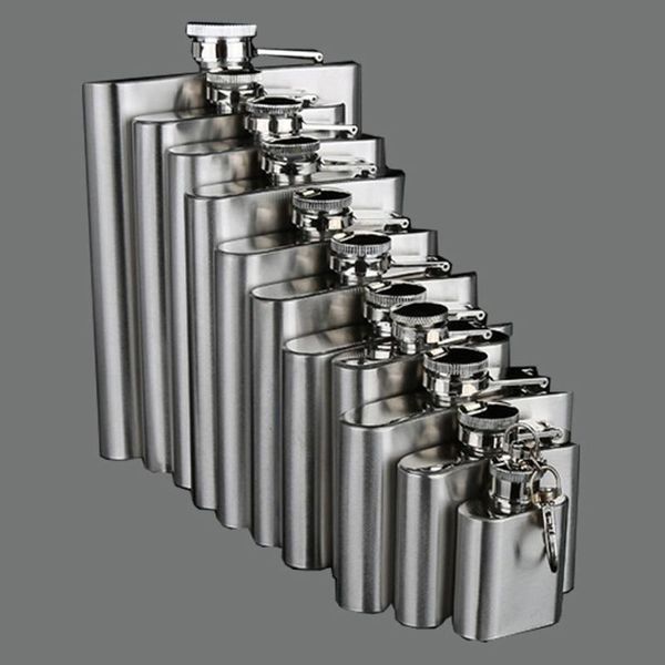 

wholesale eco-friendly food grade plastic cover wine glass 1-10 ounce multi size stainless steel hip flask portable bar bottle dh0084