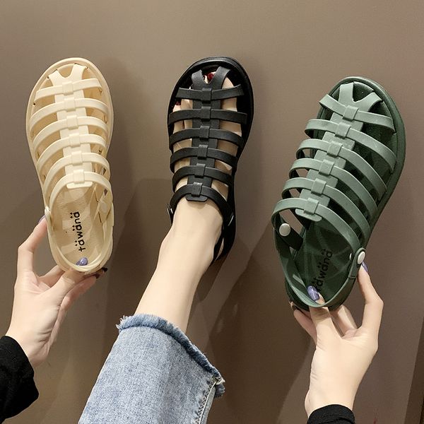 

clear heels flat sandal shoe all-match fashion womens shoes 2020 female sandals slip-on loafers summer women's flower luxury, Black