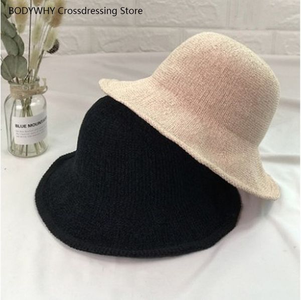 

bucket hat women's summer e korean-style knitted foldable bucket hat sun protection literature art small ceremony, Blue;gray
