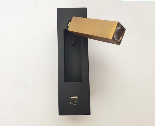 

2020 wall lamp l bedside wall lamp usb rechargeable led reading lamp 3w embedded rotatable spotlight 110-240v