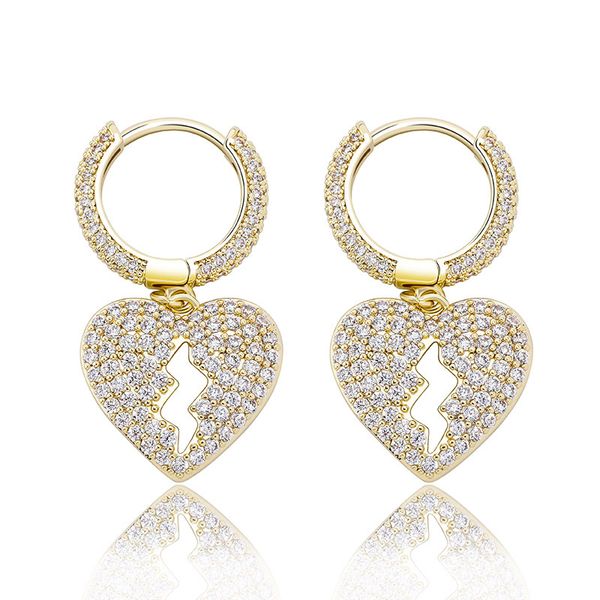 

designer earrings luxury bling zircon women earrings fashion 18k gold rhodium plated broken heart drop earrings, Silver