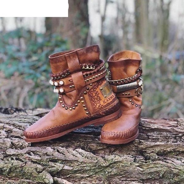 

fashion women ankle boots low heels boots vintage pu leather gladiator booties rivets buckle deco woman casual boots, Black