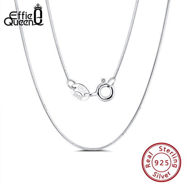 

effie queen 100% solid 925 sterling silver women side chain necklace 40cm/45cm/50cm female necklace fine jewelry gifts sc19