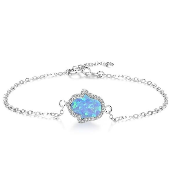 

10 pcs trendy silver plated hand many colors opalite opal link chain bracelet for women fashion jewelr, Black