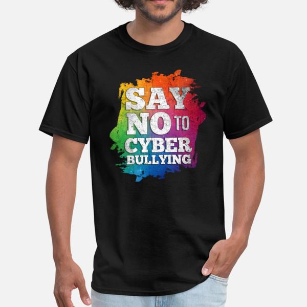 

say no to mobbing on the internet t shirt men knitted tee shirt s-3xl leisure graphic new fashion spring natural shirt, White;black