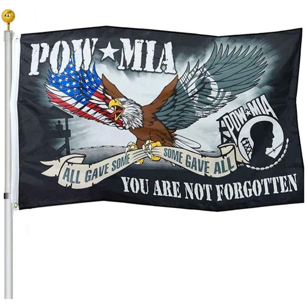 Pow Mia Eagle Flags 3x5 Outdoor zum Verkauf, billige Werbung 100% Polyester Stoff mit Messing -Teilen, kostenloser Versand