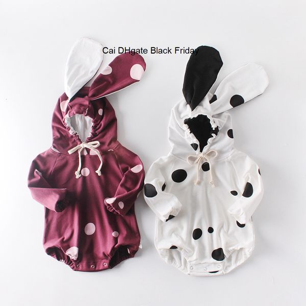 

new baby clothes rabbit ears dot hooded boys girls romper infant newborn baby winter clothes toddler baby jumpsuit for christmas, Blue