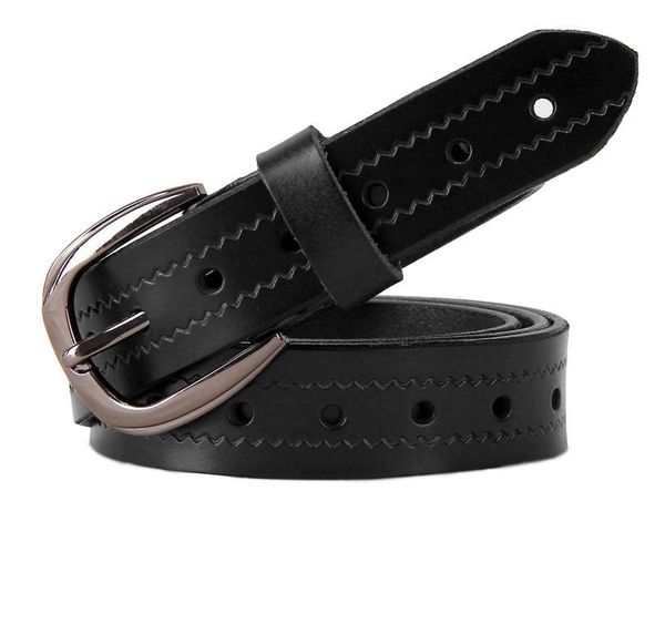 

fashion holes genuine leather belts for women second layer cow skin woman belt pin buckle strap for jeans female04, Black;brown