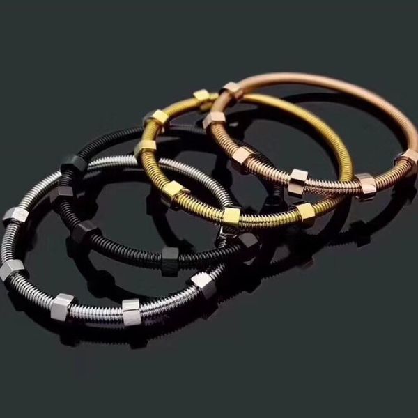 

k house explosion models six nail screw bracelet titanium steel opening male and female couple six nut bracelet, Black