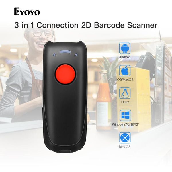 

scanners eyoyo ey-004a portable mini wired&2.4g wireless bluetooth barcode scanner 3-in-1 1d 2d qr ccd bar code scan reader