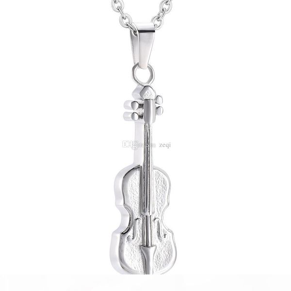 

ijd7127 musical instrument stainless chain necklace cremation jewelry for ashes keepsake urn pendant necklace for pet human jewelry hold ash, Silver