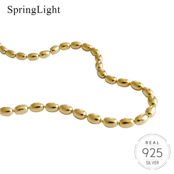

springlight 18k gold elliptical beads clavicle necklace real 925 sterling silver temperament ins korean style necklace for women