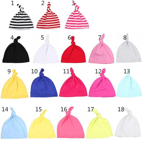 

infants tie a knot beanie multicolor for 0-2t boys girls solid colors striped cute newborns hat ins basic style, Yellow