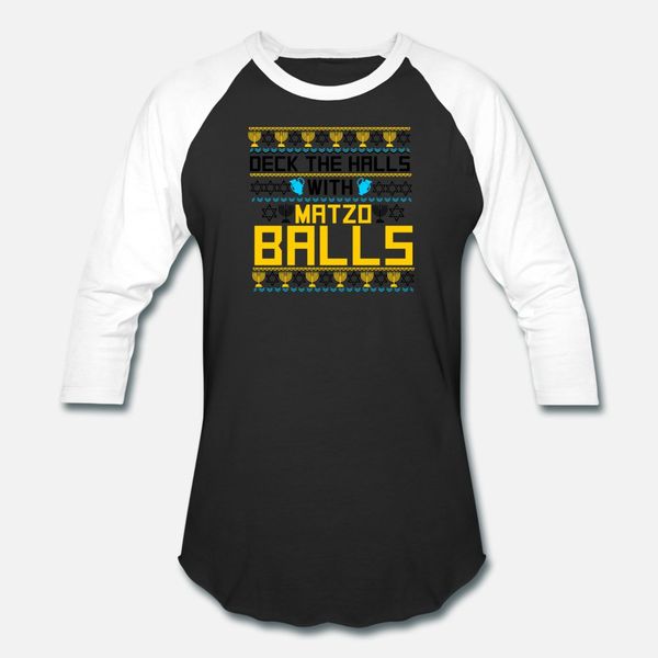 

deck the halls with matzo balls ugly hanukkah t shirt men custom tee shirt o-neck solid color anti-wrinkle casual summer kawaii shirt