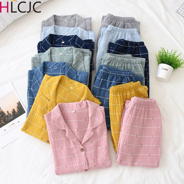 

men's sleepwear couple pajama set 100% cotton crepe couples pajamas sets women and men long sleeve soft pyjamas female, Black;brown