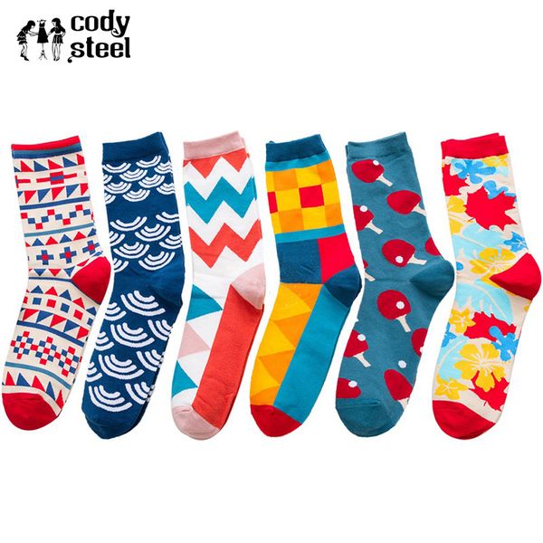 

6pieces=3pair/lot happy fashion socks men british wind socks casual male personality couple cotton long tube man, Black
