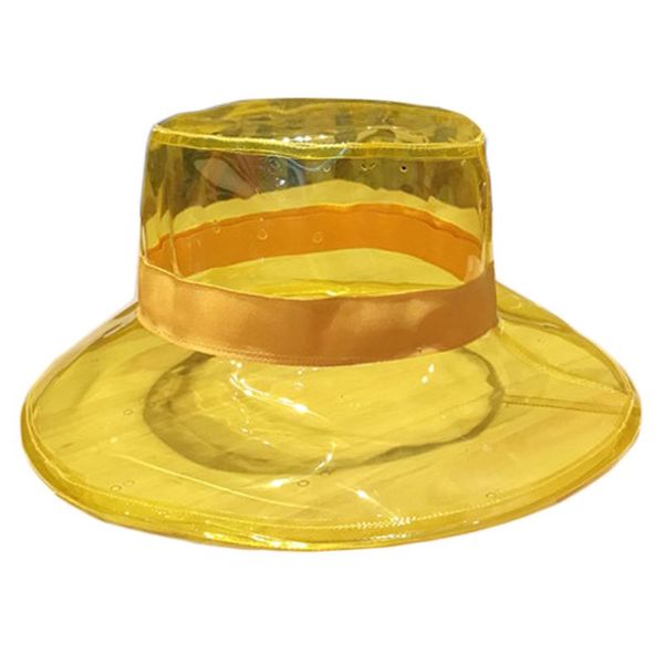 

pvc transparent bucket hat bright jelly wide brim waterproof rain hat a0nf, Blue;gray