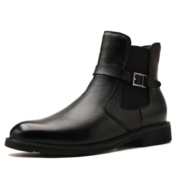 

2020 new business men oxfords shoes set of feet black male office increase wedding pointed men's leather boots