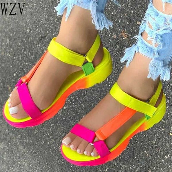 

2020 ins multi colors gladiator sandals big size 43 casual shoes woman flat dropship comfortable sandals female shoes, Black