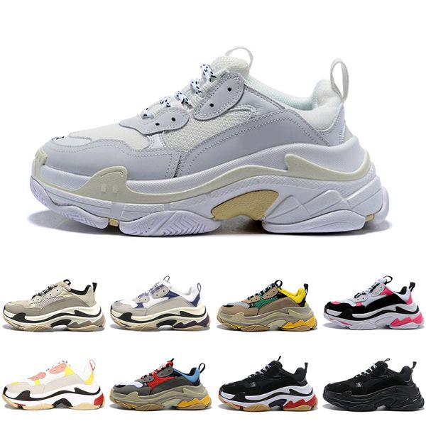 

мода тройной тапок женщин зеленый желтый белый классический vintage повседневный папа обувь теннис увеличения размера кроссовки платформы 36, Black