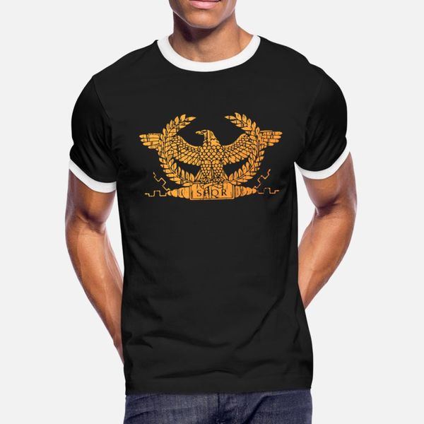 

roman empire flag standard t shirt men print cotton round neck outfit gift breathable spring natural shirt