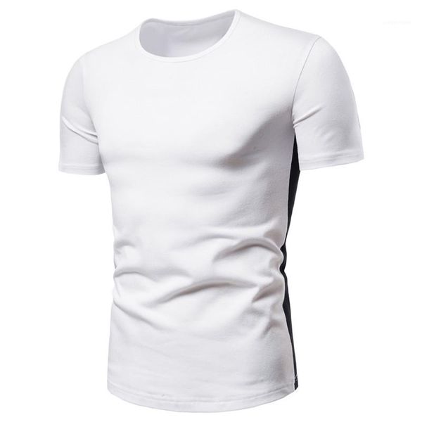 

casual short sleeve slim tees mens fashion t shirt designer side striped natural color t shirt, White;black