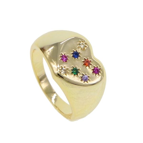 

new fashion gold color heart cz star ring midi minimal paved cz delicate colorful star elegant girls jewelry, Golden;silver