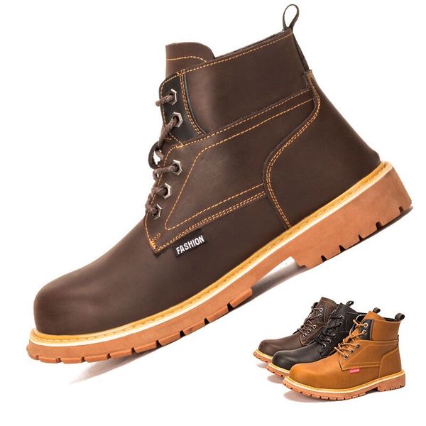 

men boots 2020 winter safety boots steel toe work safety anti-puncture tactical outdoor sneakers men shoes, Black