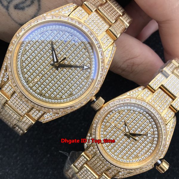 

4 style luxury 40mm 30mm aqua terra all diamond 18k gold eta2824 eta2671 automatic mens womens watch diamonds dial diamond bracelet watches, Slivery;brown